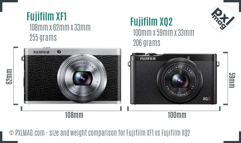 Fujifilm XF1 vs Fujifilm XQ2 size comparison Fujifilm XF1 vs Fujifilm XQ2 size comparison