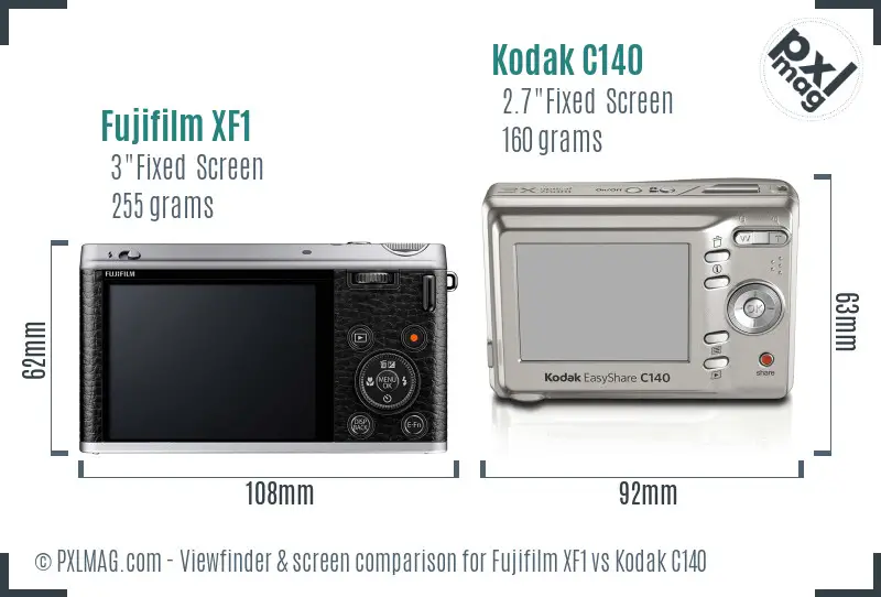 Fujifilm XF1 vs Kodak C140 Screen and Viewfinder comparison Fujifilm XF1 vs Kodak C140 Screen and Viewfinder comparison