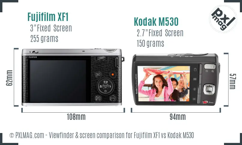 Fujifilm XF1 vs Kodak M530 Screen and Viewfinder comparison