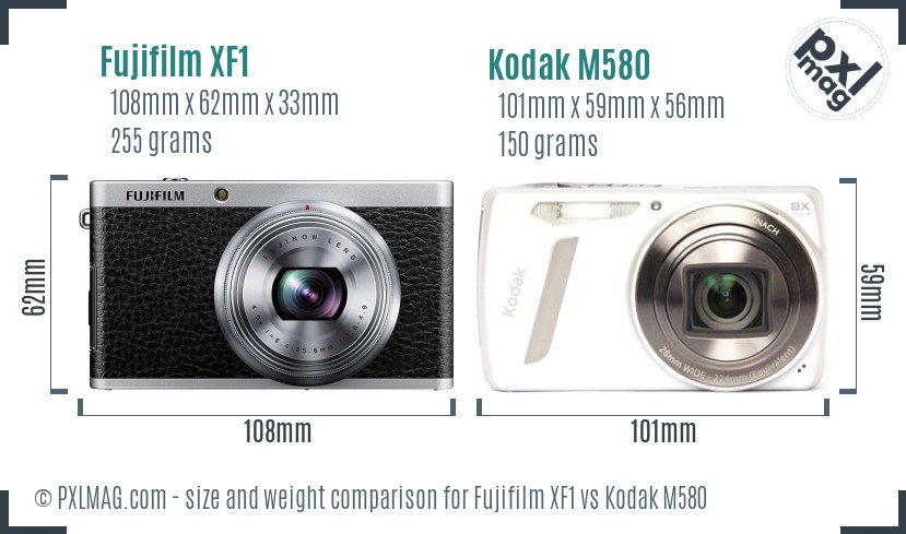 Fujifilm XF1 vs Kodak M580 size comparison Fujifilm XF1 vs Kodak M580 size comparison