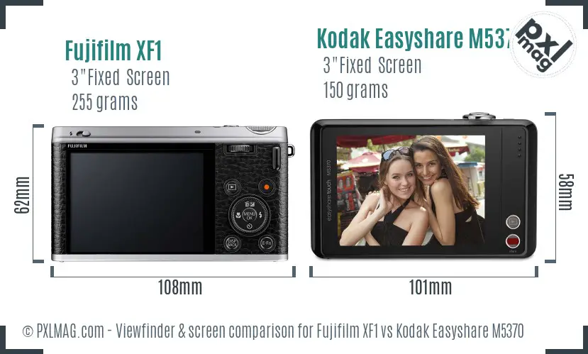 Fujifilm XF1 vs Kodak Easyshare M5370 Screen and Viewfinder comparison