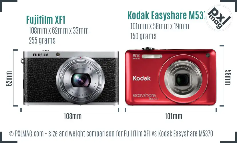 Fujifilm XF1 vs Kodak Easyshare M5370 size comparison