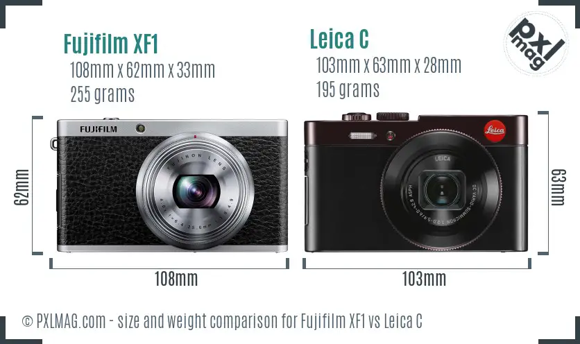Fujifilm XF1 vs Leica C size comparison