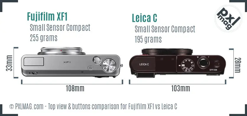Fujifilm XF1 vs Leica C top view buttons comparison