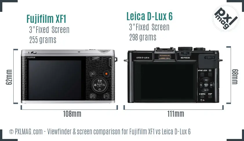 Fujifilm XF1 vs Leica D-Lux 6 Screen and Viewfinder comparison