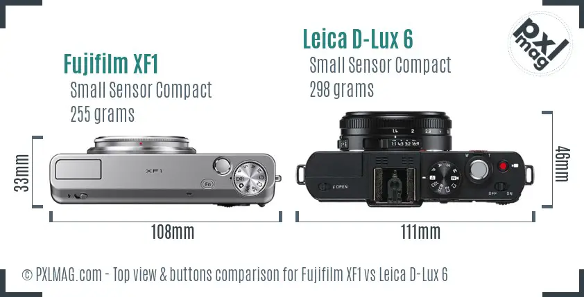 Fujifilm XF1 vs Leica D-Lux 6 top view buttons comparison