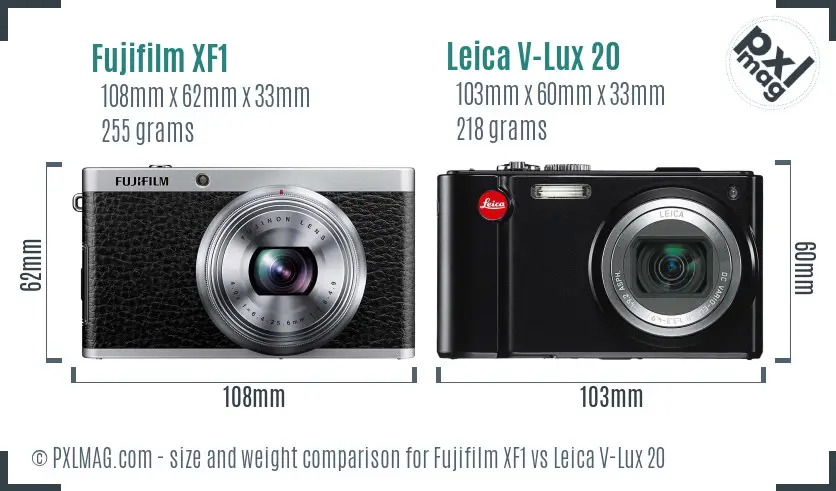 Fujifilm XF1 vs Leica V-Lux 20 size comparison