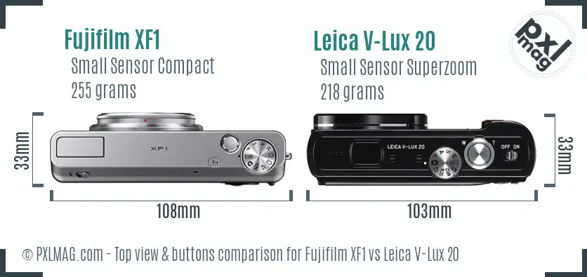 Fujifilm XF1 vs Leica V-Lux 20 top view buttons comparison