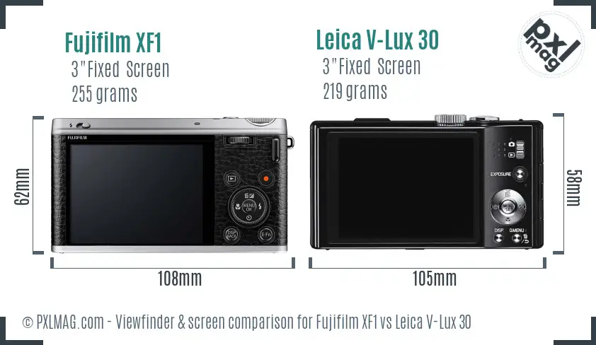 Fujifilm XF1 vs Leica V-Lux 30 Screen and Viewfinder comparison