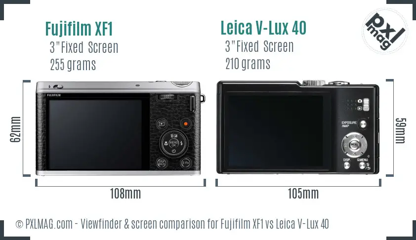 Fujifilm XF1 vs Leica V-Lux 40 Screen and Viewfinder comparison