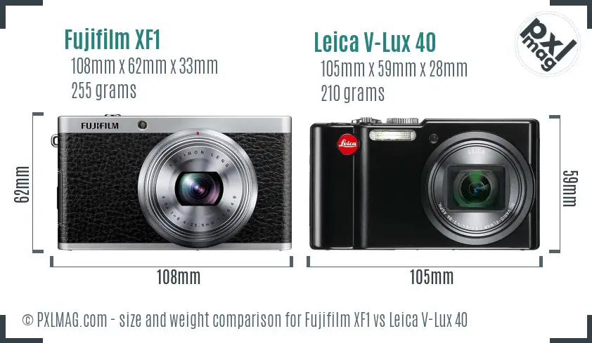 Fujifilm XF1 vs Leica V-Lux 40 size comparison