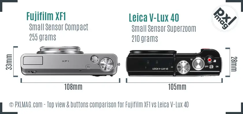 Fujifilm XF1 vs Leica V-Lux 40 top view buttons comparison