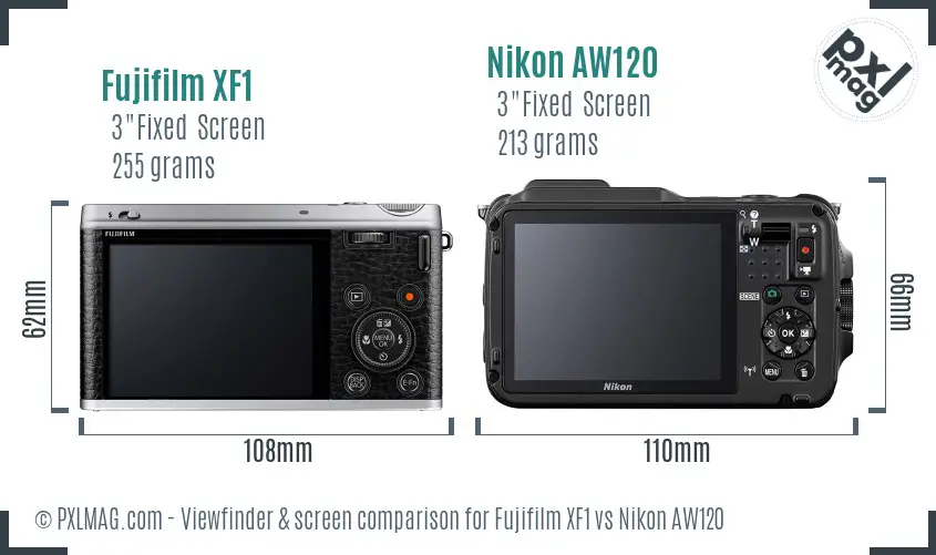 Fujifilm XF1 vs Nikon AW120 Screen and Viewfinder comparison Fujifilm XF1 vs Nikon AW120 Screen and Viewfinder comparison