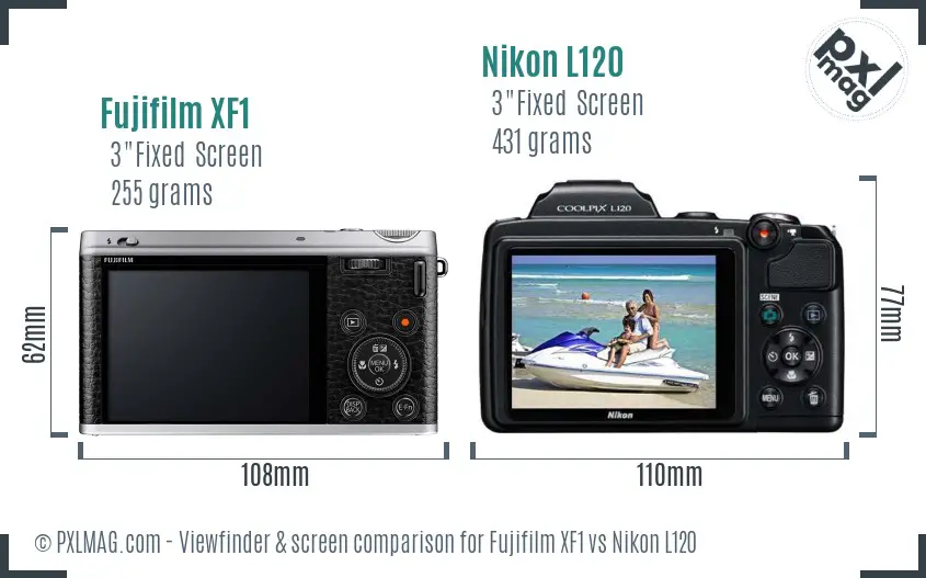 Fujifilm XF1 vs Nikon L120 Screen and Viewfinder comparison Fujifilm XF1 vs Nikon L120 Screen and Viewfinder comparison
