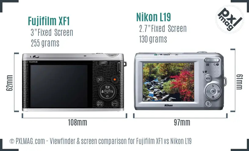 Fujifilm XF1 vs Nikon L19 Screen and Viewfinder comparison