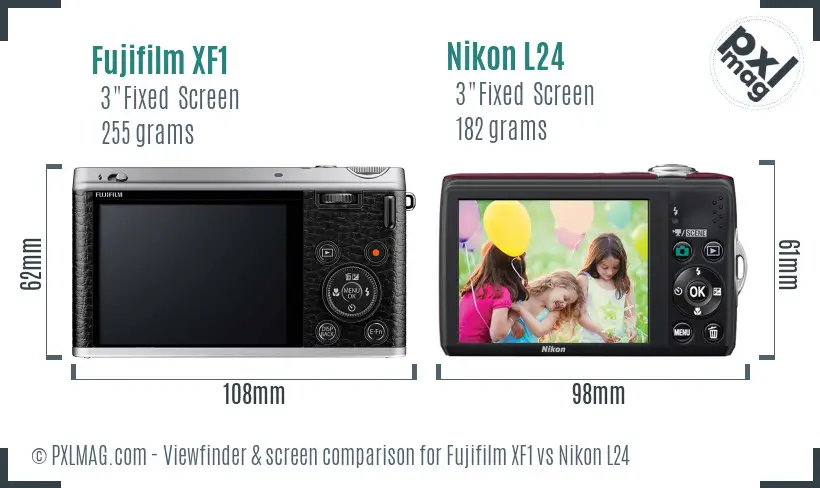 Fujifilm XF1 vs Nikon L24 Screen and Viewfinder comparison