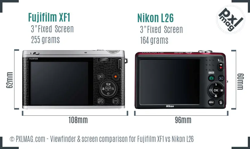 Fujifilm XF1 vs Nikon L26 Screen and Viewfinder comparison Fujifilm XF1 vs Nikon L26 Screen and Viewfinder comparison