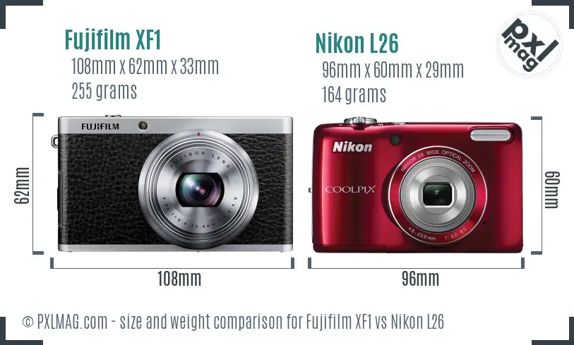 Fujifilm XF1 vs Nikon L26 size comparison Fujifilm XF1 vs Nikon L26 size comparison
