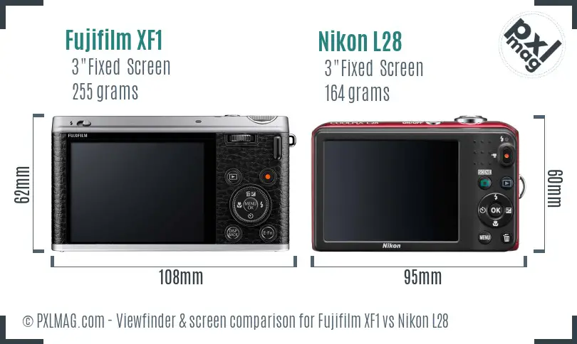 Fujifilm XF1 vs Nikon L28 Screen and Viewfinder comparison