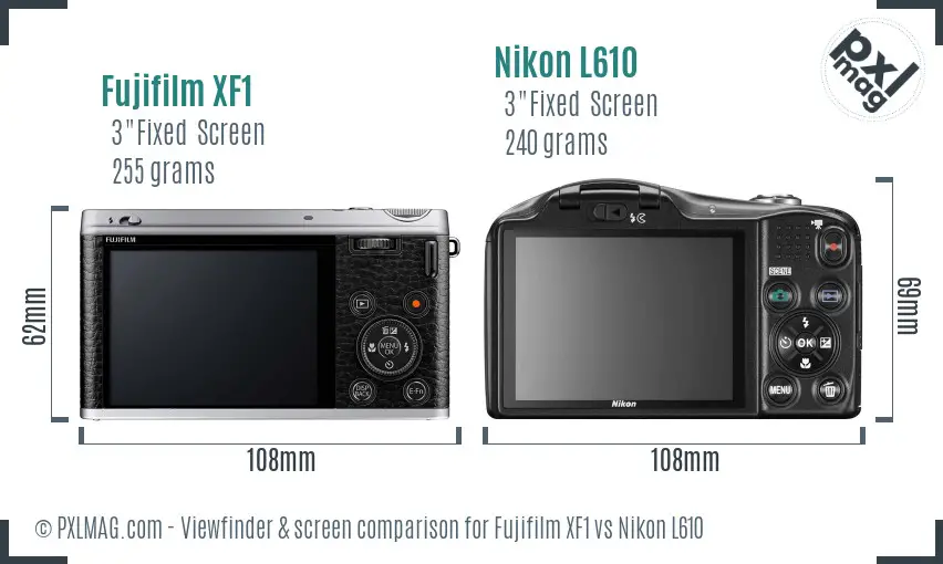 Fujifilm XF1 vs Nikon L610 Screen and Viewfinder comparison
