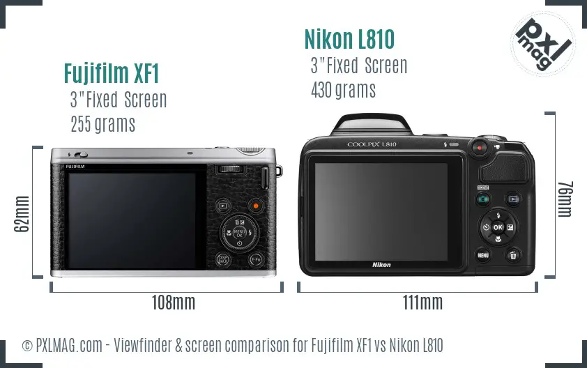 Fujifilm XF1 vs Nikon L810 Screen and Viewfinder comparison