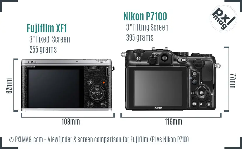 Fujifilm XF1 vs Nikon P7100 Screen and Viewfinder comparison
