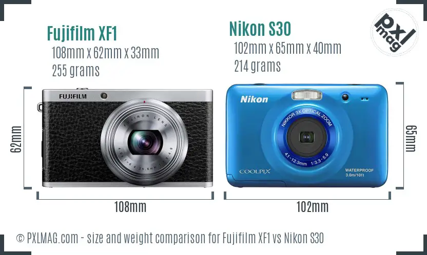 Fujifilm XF1 vs Nikon S30 size comparison