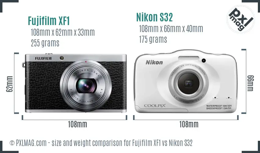Fujifilm XF1 vs Nikon S32 size comparison Fujifilm XF1 vs Nikon S32 size comparison