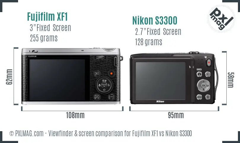 Fujifilm XF1 vs Nikon S3300 Screen and Viewfinder comparison Fujifilm XF1 vs Nikon S3300 Screen and Viewfinder comparison