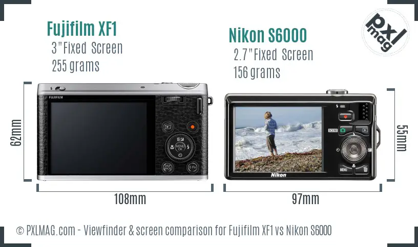 Fujifilm XF1 vs Nikon S6000 Screen and Viewfinder comparison Fujifilm XF1 vs Nikon S6000 Screen and Viewfinder comparison
