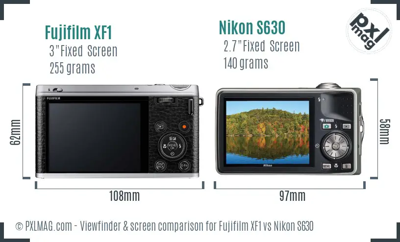 Fujifilm XF1 vs Nikon S630 Screen and Viewfinder comparison Fujifilm XF1 vs Nikon S630 Screen and Viewfinder comparison