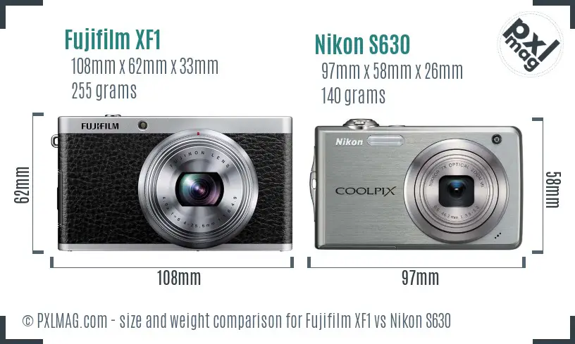 Fujifilm XF1 vs Nikon S630 size comparison Fujifilm XF1 vs Nikon S630 size comparison