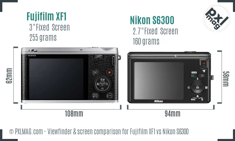 Fujifilm XF1 vs Nikon S6300 Screen and Viewfinder comparison Fujifilm XF1 vs Nikon S6300 Screen and Viewfinder comparison