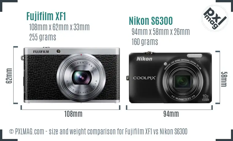 Fujifilm XF1 vs Nikon S6300 size comparison Fujifilm XF1 vs Nikon S6300 size comparison