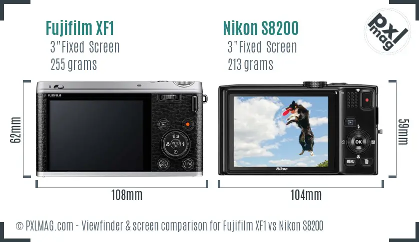Fujifilm XF1 vs Nikon S8200 Screen and Viewfinder comparison
