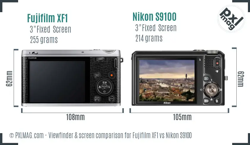 Fujifilm XF1 vs Nikon S9100 Screen and Viewfinder comparison Fujifilm XF1 vs Nikon S9100 Screen and Viewfinder comparison