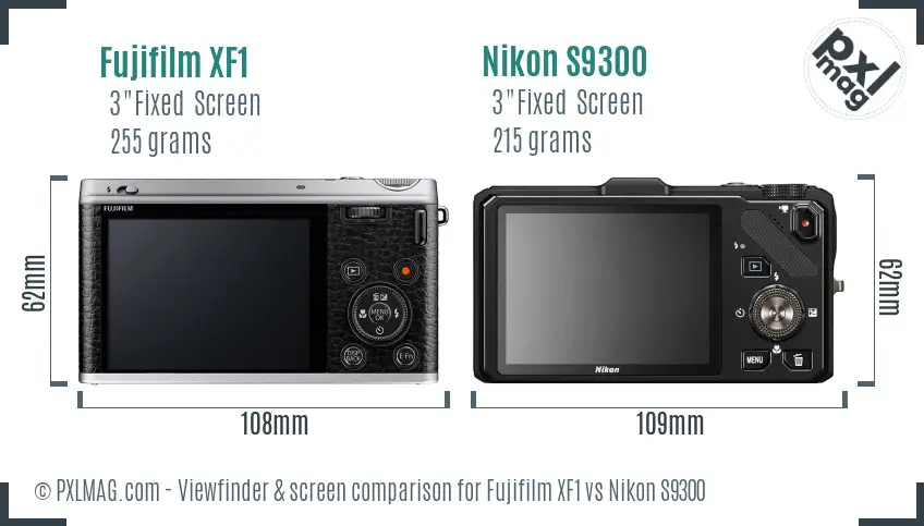 Fujifilm XF1 vs Nikon S9300 Screen and Viewfinder comparison