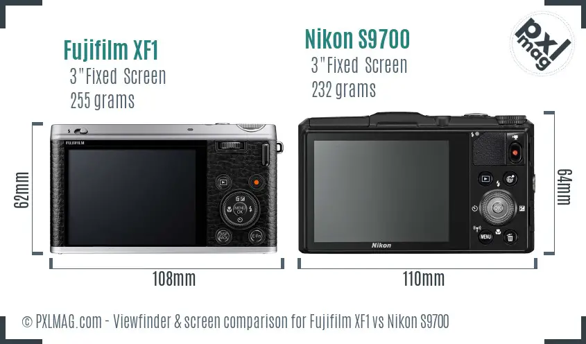 Fujifilm XF1 vs Nikon S9700 Screen and Viewfinder comparison Fujifilm XF1 vs Nikon S9700 Screen and Viewfinder comparison