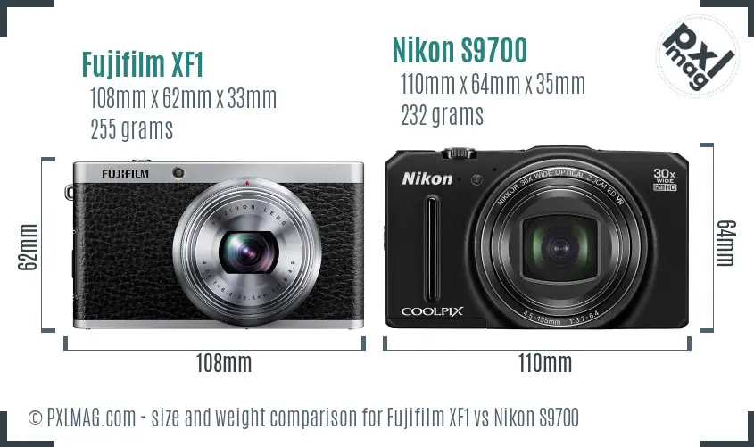 Fujifilm XF1 vs Nikon S9700 size comparison Fujifilm XF1 vs Nikon S9700 size comparison