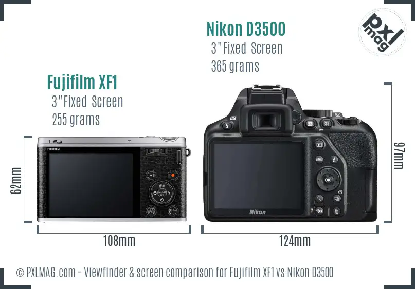 Fujifilm XF1 vs Nikon D3500 Screen and Viewfinder comparison