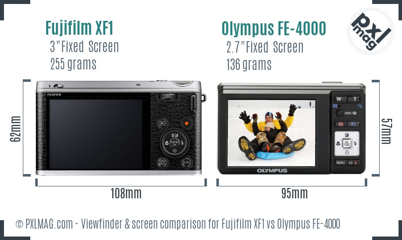 Fujifilm XF1 vs Olympus FE-4000 Screen and Viewfinder comparison