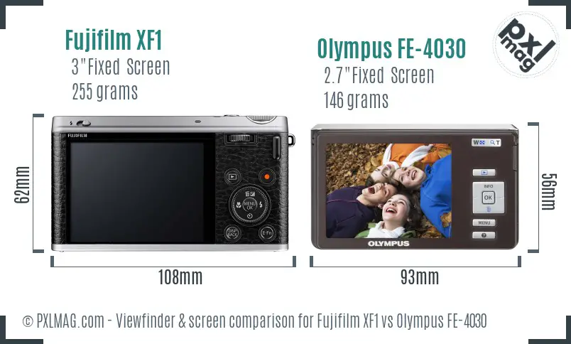 Fujifilm XF1 vs Olympus FE-4030 Screen and Viewfinder comparison