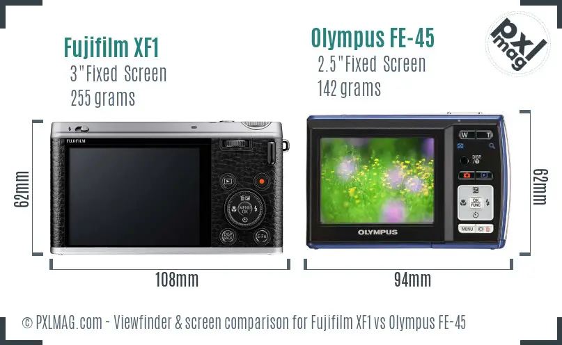 Fujifilm XF1 vs Olympus FE-45 Screen and Viewfinder comparison