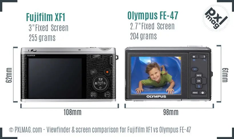 Fujifilm XF1 vs Olympus FE-47 Screen and Viewfinder comparison
