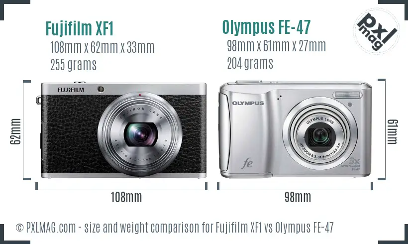 Fujifilm XF1 vs Olympus FE-47 size comparison