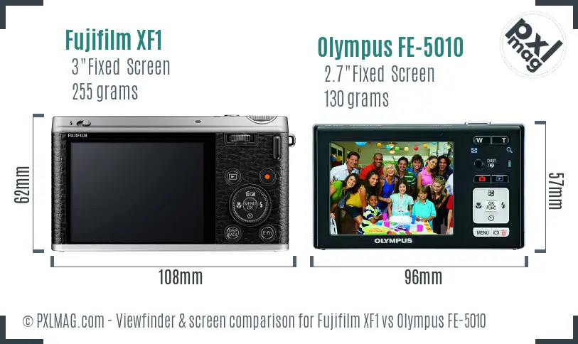 Fujifilm XF1 vs Olympus FE-5010 Screen and Viewfinder comparison