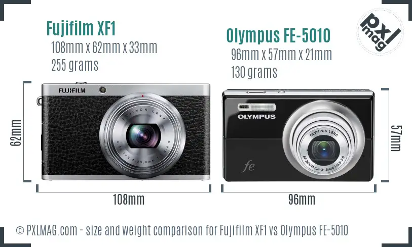 Fujifilm XF1 vs Olympus FE-5010 size comparison