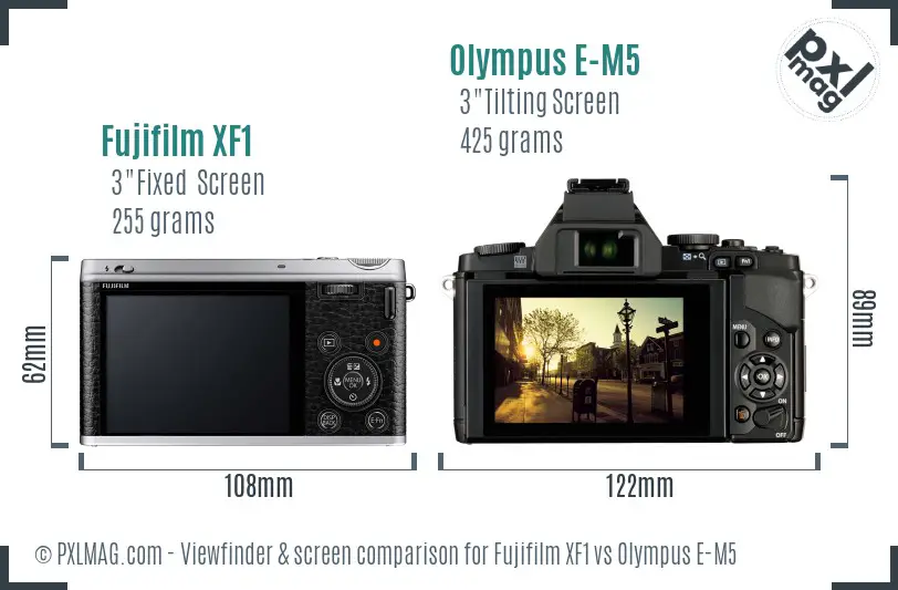 Fujifilm XF1 vs Olympus E-M5 Screen and Viewfinder comparison