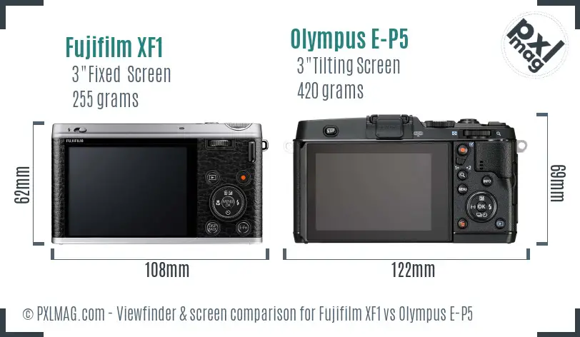 Fujifilm XF1 vs Olympus E-P5 Screen and Viewfinder comparison