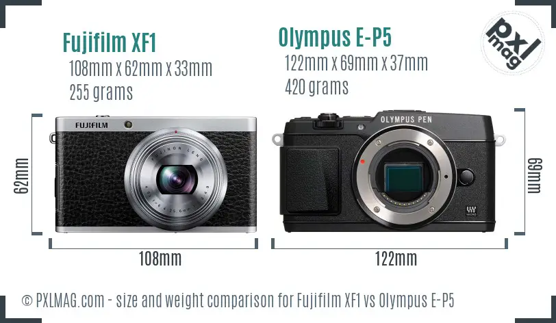 Fujifilm XF1 vs Olympus E-P5 size comparison